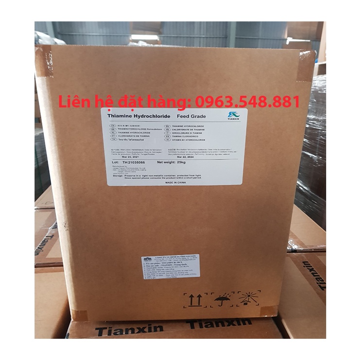 Nguyên Liệu Vitamin B1  Feed Grade. Hỗ trợ tăng trưởng, tiêu hóa. Thùng 25kg