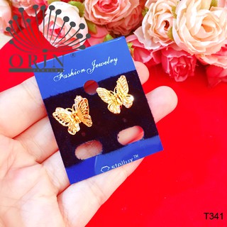Bông tai bướm 2 tầng cánh cách điệu đính đá bền màu thiết kế cao cấp Orin T341