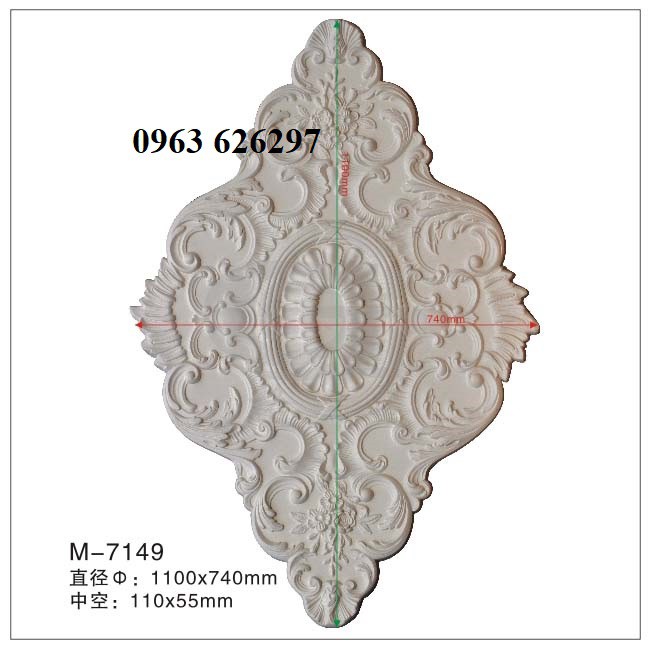 Mâm ốp trần M7131, Hoa ốp trần PU hoa trần nhựa cao cấp nhiều mẫu mã thi công cùng phào PU cao cấp giá rẻ