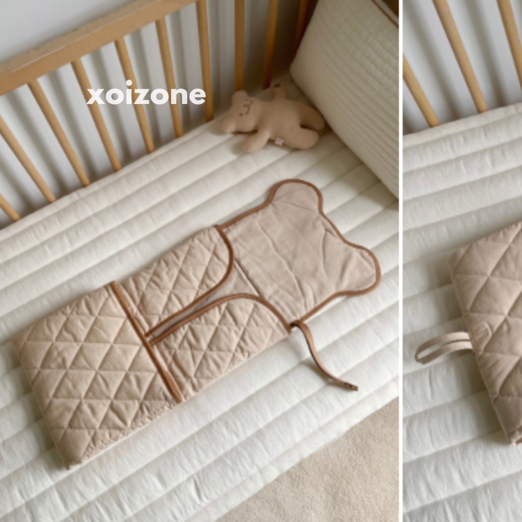 Tấm lót thay bỉm Handmade hình gấu Chezbebe Hàn Quốc chống vi khuẩn cho bé (có 3 lớp)
