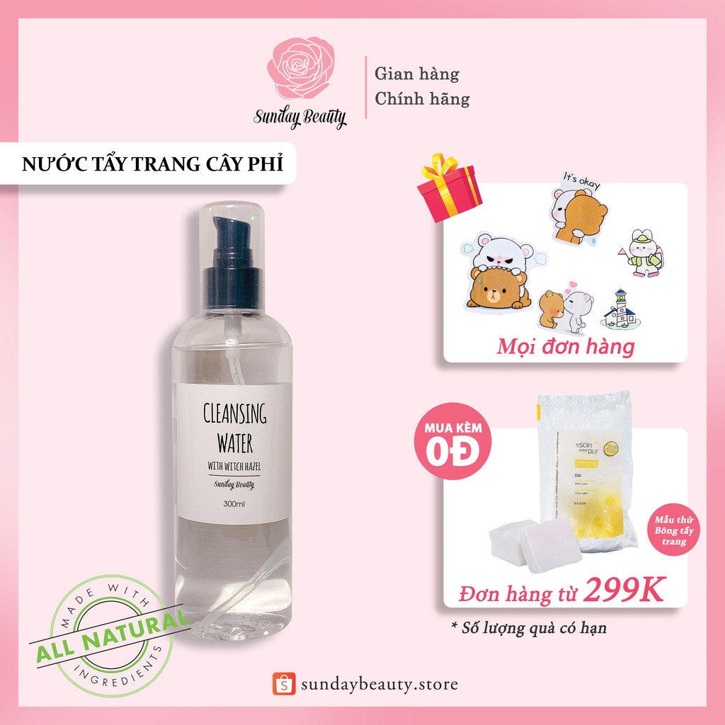 Nước tẩy trang cây phỉ làm sạch sâu thiên nhiên Cleansing water Sunday Beauty handmade [dùng cho cả da nhạy cảm] | BigBuy360 - bigbuy360.vn