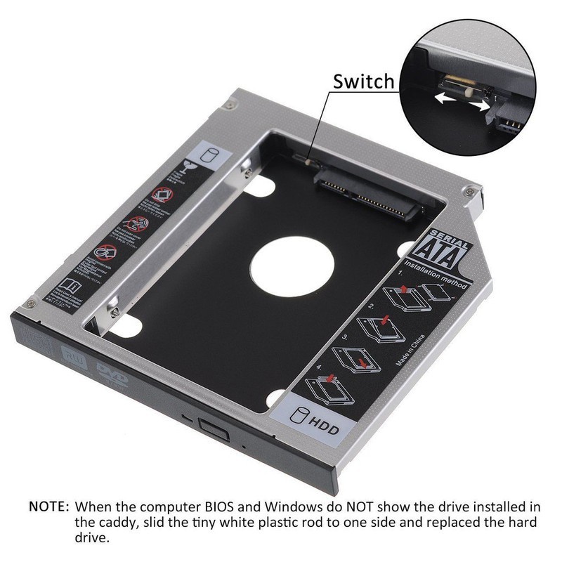 Caddy Bay SSD SATA 3 9.5mm/12.7mm - Khay ổ cứng thay thế ổ DVD