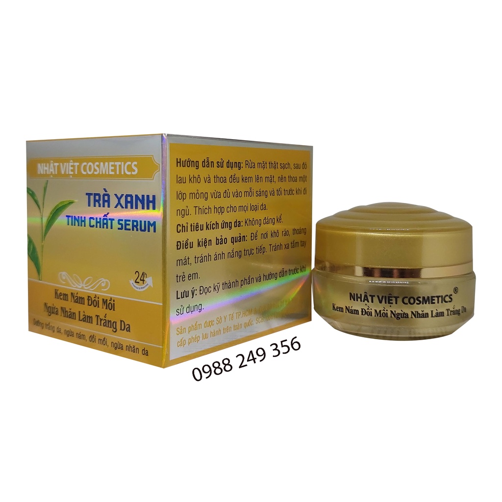 KEM NÁM ĐỒI MỒI NGỪA NHĂN LÀM TRẮNG DA TRÀ XANH TINH CHẤT SERUM NHẬT VIỆT COSMETICS 10G- 13G