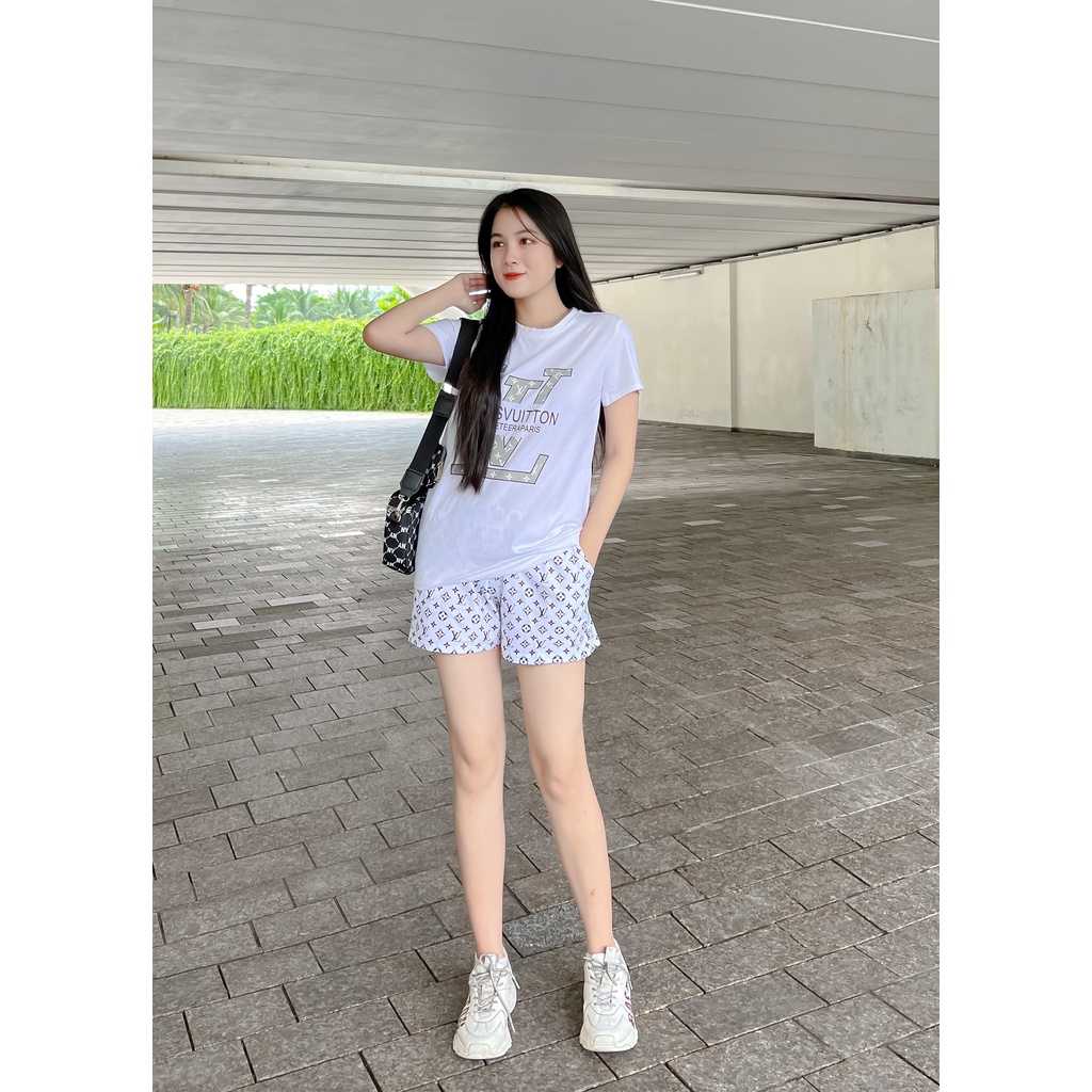 ĐỒ BỘ LV VNXK HỌA TIẾT TRẮNG ĐEN - COTTON 100% 4C FORM CHÂU ÂU