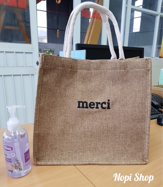 [Mã FAMAYWA2 giảm 10K đơn 50K] (Sẵn) Túi Cói Merci đi biển,đi chợ,đi chơi nopi shop | BigBuy360 - bigbuy360.vn