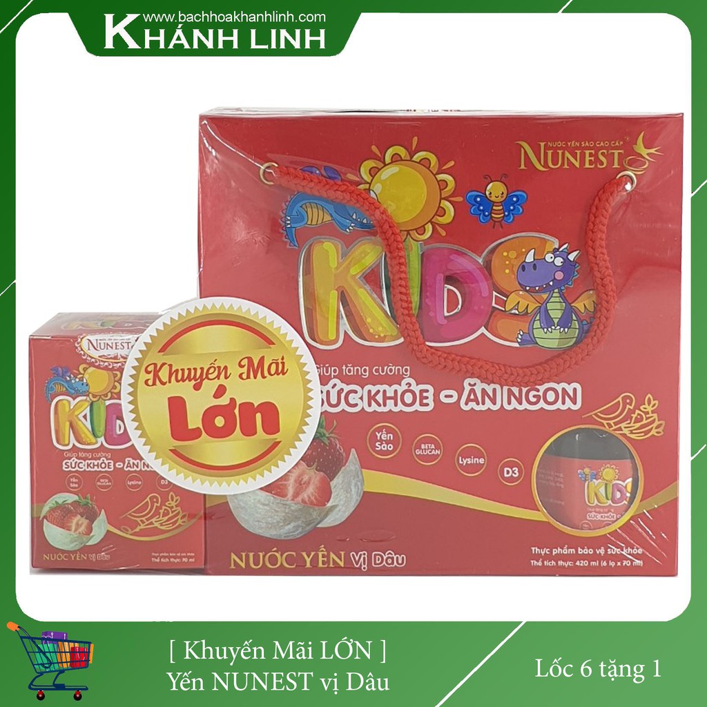 [ Khuyến Mãi LỚN ] YẾN NUNEST KID vị Dâu LỐC 6 Tặng 1