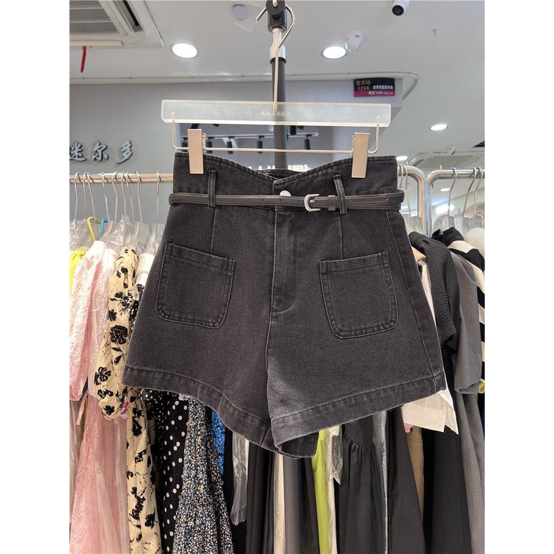 Quần Short Denim Lưng Cao Ống Rộng Phong Cách Retro Hong Kong Thời Trang Mùa Hè Hàng Mới 2022 Dành Cho Bạn Nữ