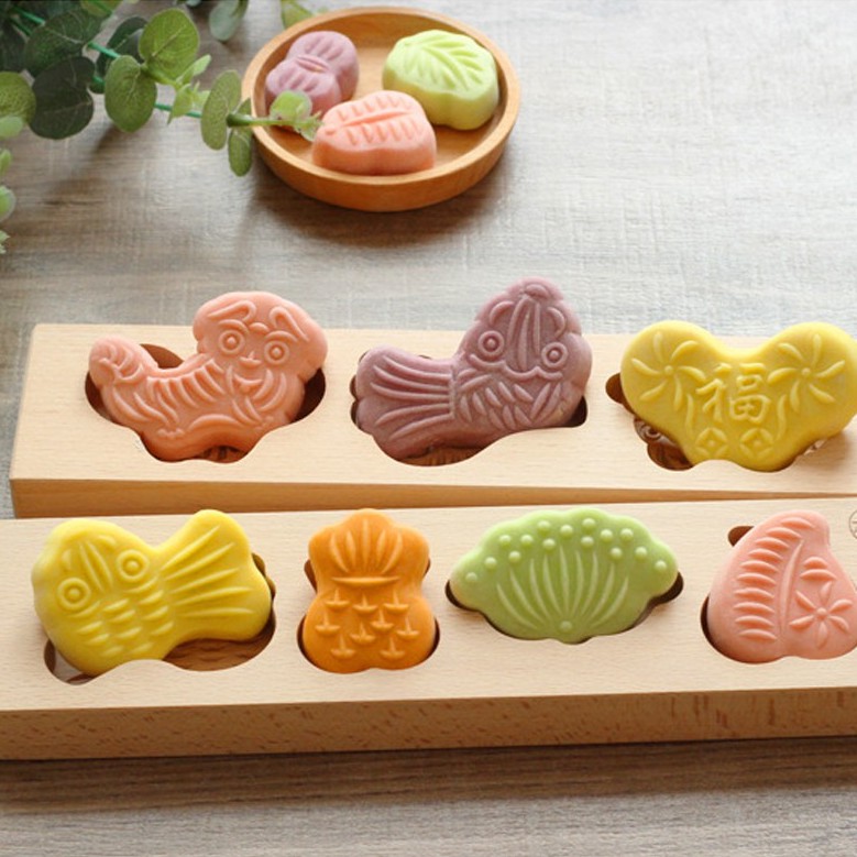 Qingtuan Làm sâu sắc thêm Khuôn làm bánh bằng gỗ ba chiều Bánh trung thu Bánh quy bí ngô Bánh ngọt Bánh ngọt Bánh đậu đỏ Bánh hấp Bánh thẻ Hoa đào trường thọ  Pasta đồ dùng nhà bếp bằng gỗ