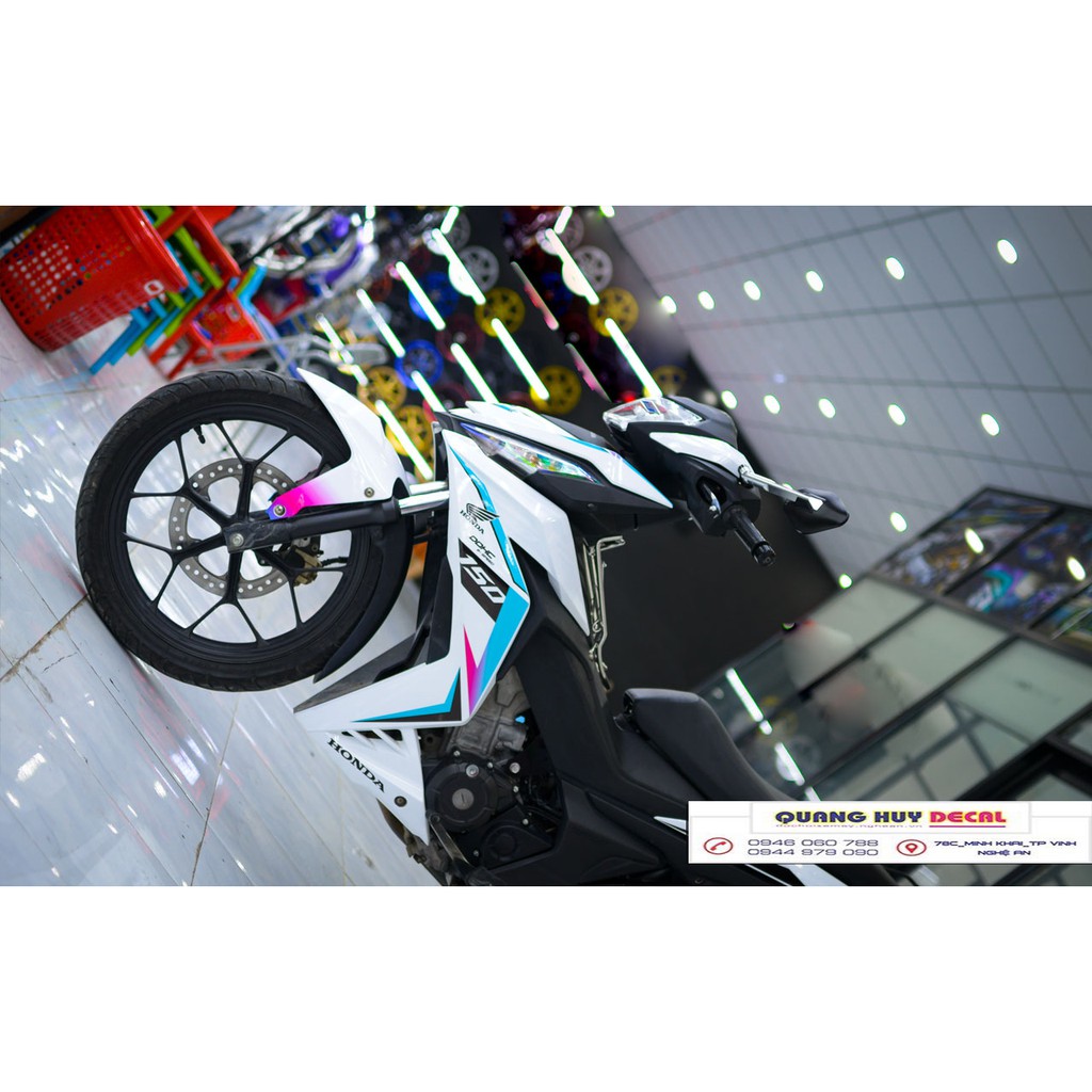 Tem xe Winner kỷ niệm xanh trắng 150 V1, độ thiết kế team dán phủ decal xe máy giá rẻ đẹp