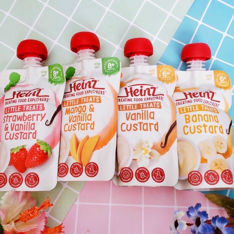 Váng sữa hoa quả nghiền Heinz Úc cho bé từ 6 tháng (Date 05/06/07/2022)