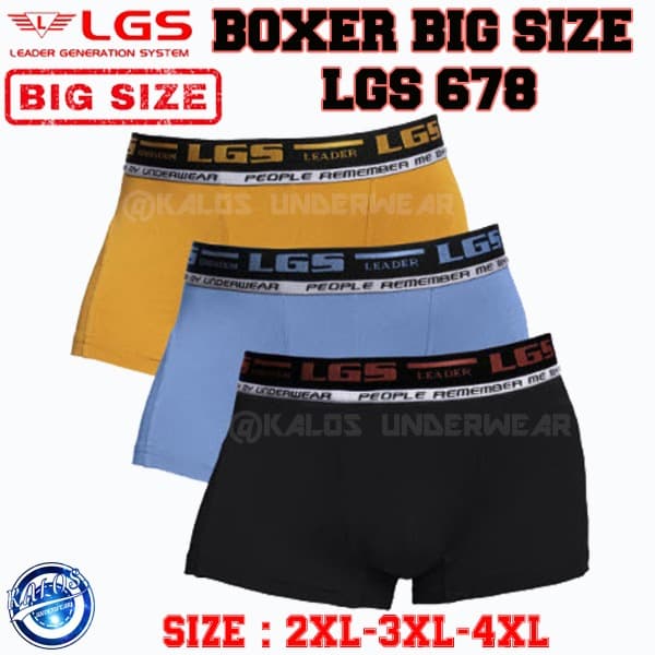 Quần Lót Boxer Size Lớn 3-3 Màu Cho Nam Lgs 678 2xl-3xl-4xl