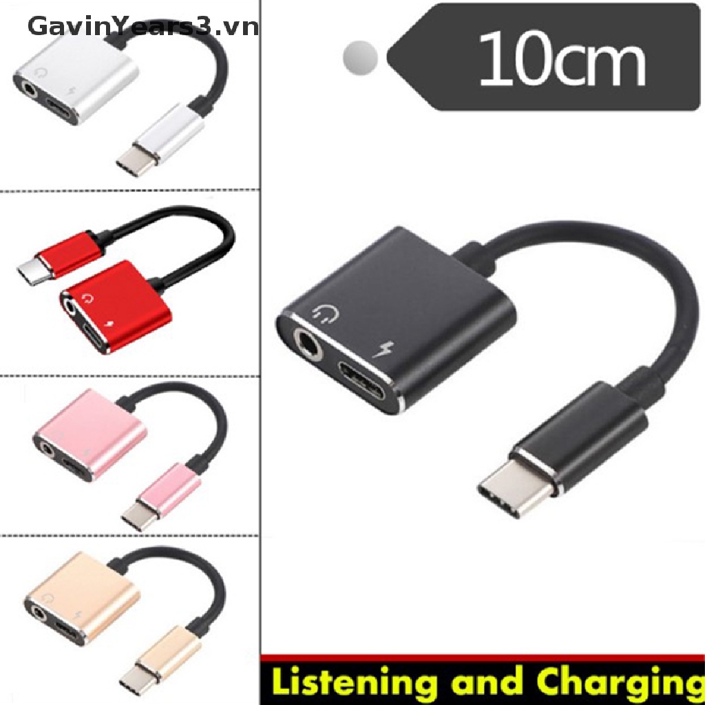 Cáp sạc chuyển đổi âm thanh USB C 2 trong 1 đầu cắm 3.5mm