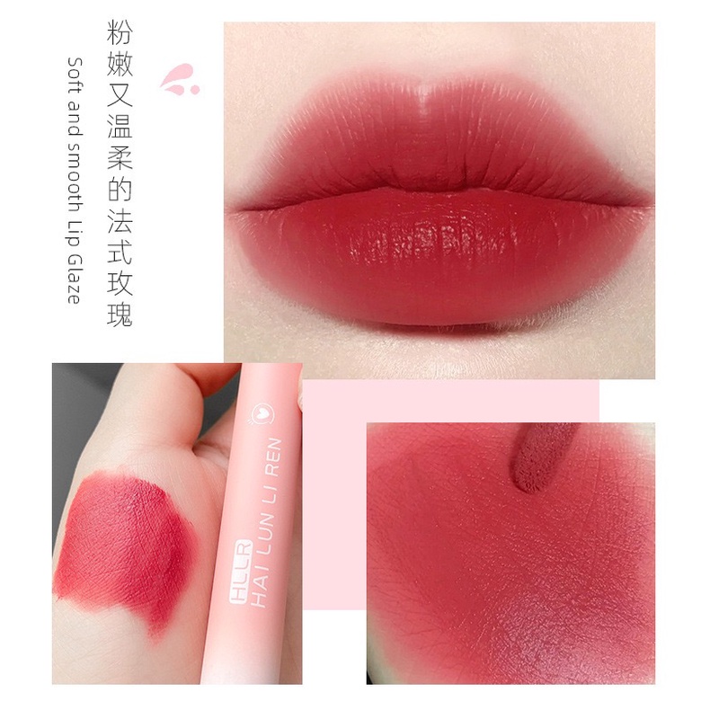 HLLR red velvet matte lip glaze, lâu trôi, son bóng không dính, son màu trà sữa, trang điểm nude, mỹ phẩm thường | BigBuy360 - bigbuy360.vn