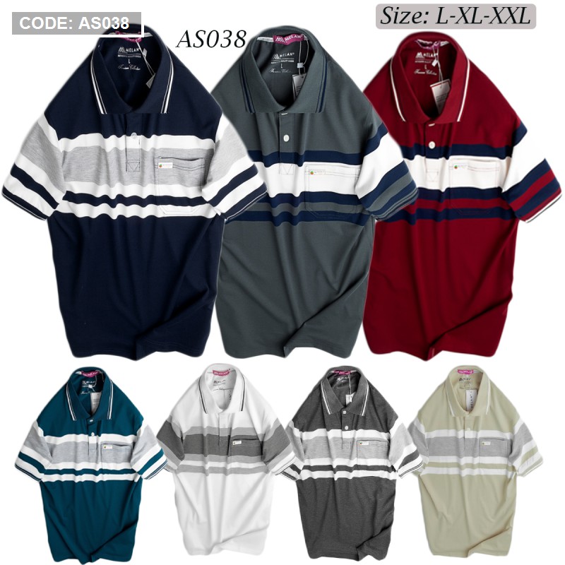 Áo Polo nam trung niên phối cổ bẻ có túi vải cá sấu Cotton xuất xịn chuẩn form rộng  thanh lịch- áo thun nam tặng Ba