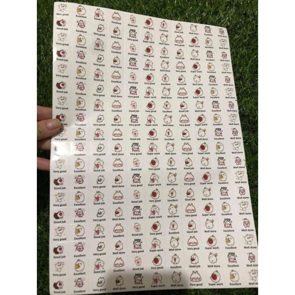 combo 12 tờ Sticker lời khen Tiếng Anh hình ảnh ngộ nghĩnh dễ thương
