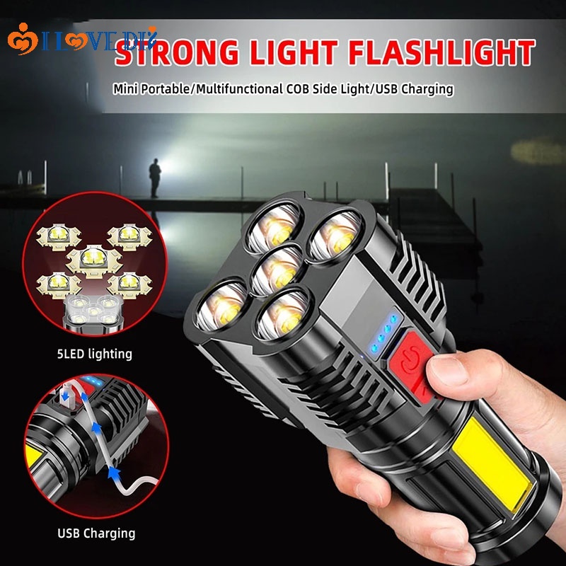 Đèn Pin Bóng LED Cầm Tay 4 Chế Độ Công Suất Cao Có Cổng Sạc USB