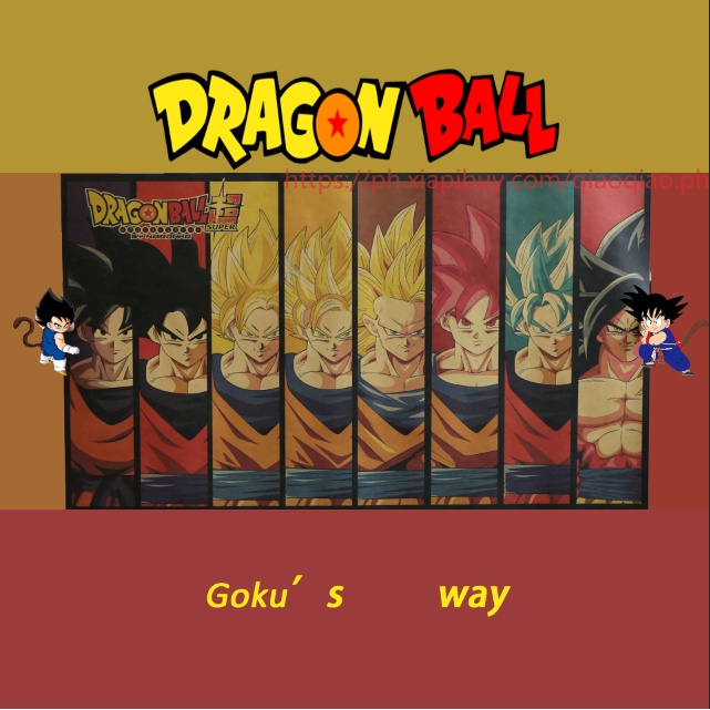 Hình Dán Tường 70x40.5cm Hình Dragon Ball Goku Dễ Thương