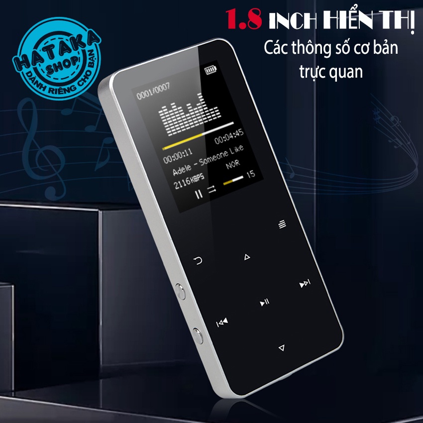 Máy nghe nhạc mp3 Bluetooth H90 bộ nhớ 8GB vỏ kim loại có loa ngoài, FM, ghi âm