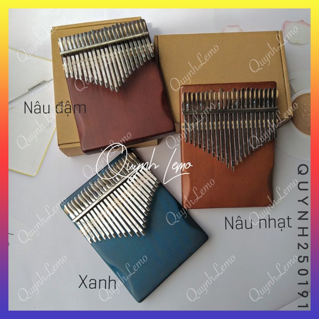 Đàn kalimba 21 phím nguyên khối QUYNHLEMO, Kalimba 21 phím màu đen , nâu , xanh , phụ kiện kalimba tốt với deal sốc