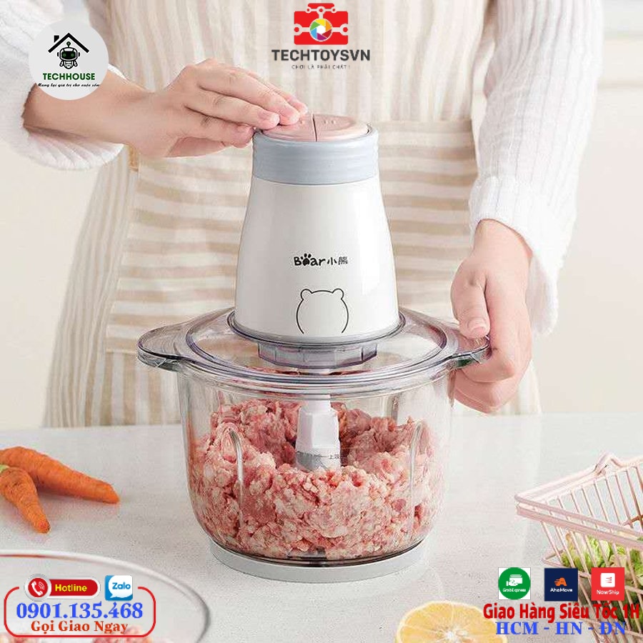 Máy xay thịt,xay rau củ quả Bear dung tích 2L cối thuỷ tinh cao cấp chính hãng