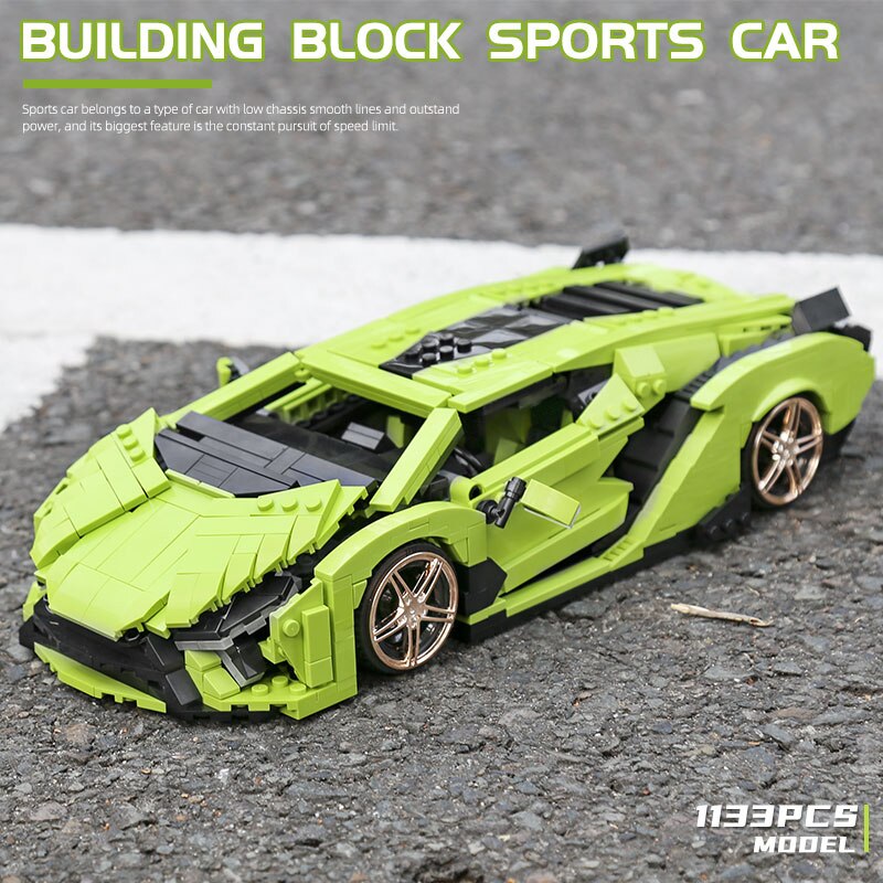 Đồ chơi Lắp ráp Mô hình siêu xe Mould King 10011 Green Lamborghinis Super Car