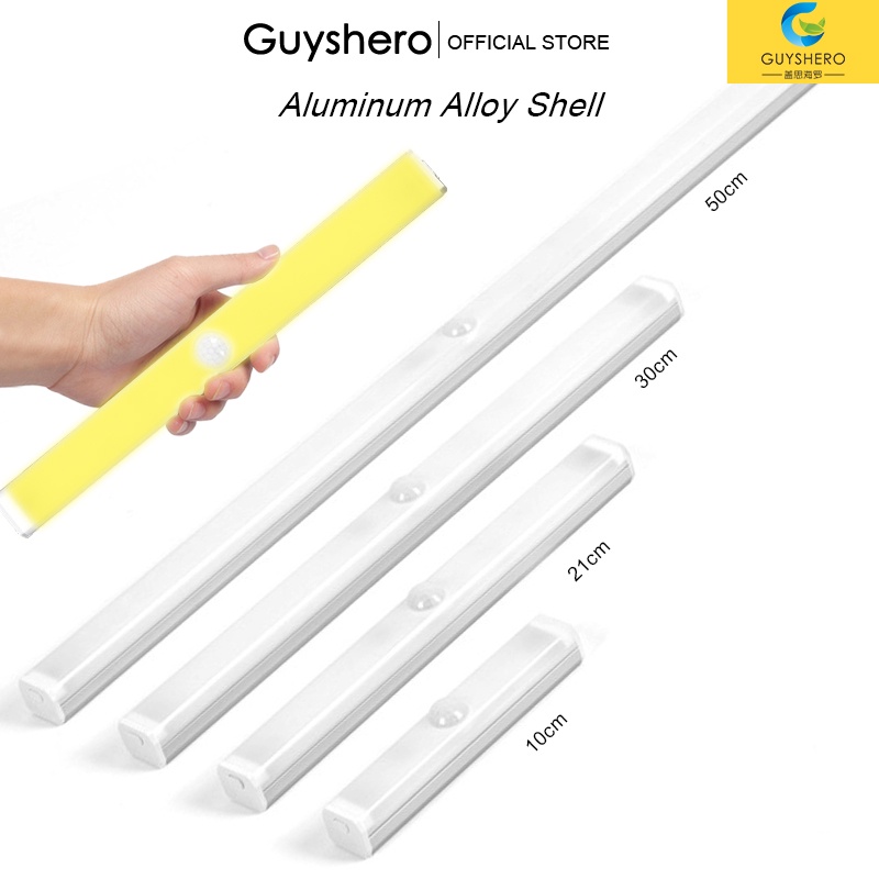 Đèn led cảm biến tự động GUYSHERO không dây dùng pin sạc kích thước 10cm/21cm/30cm/50cm màu trắng dạng hút từ tính
