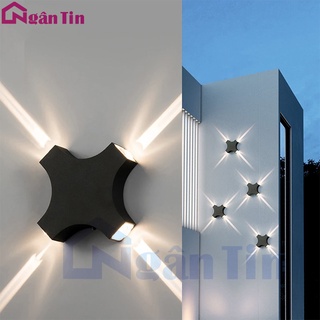 Đèn led treo tường hắt tường ngoài trời trong nhà led 4 tia 12w 220v vnt675 ngân tin