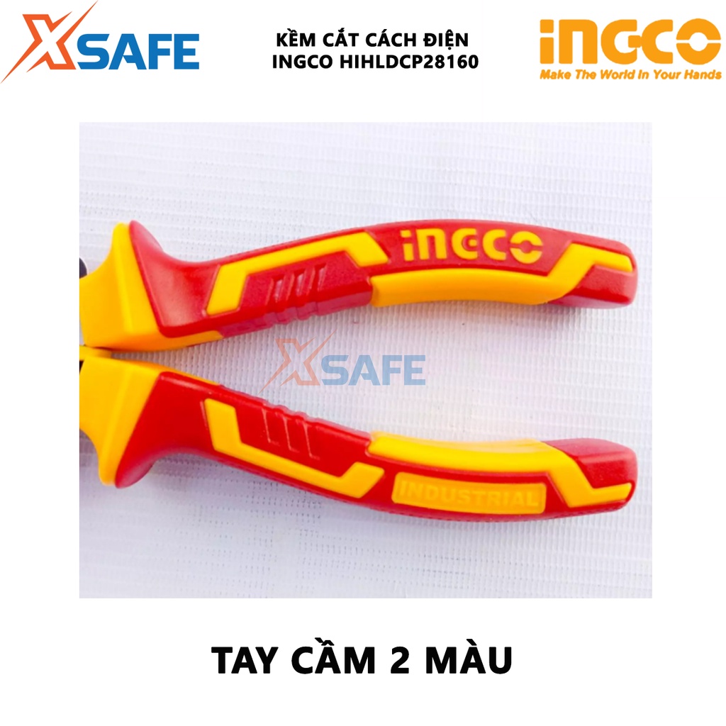 Kìm cắt cách điện cao cấp INGCO HIHLDCP28160 6&quot; (160mm) lên đến 1000V, đầu kềm được mạ đen, đánh bóng