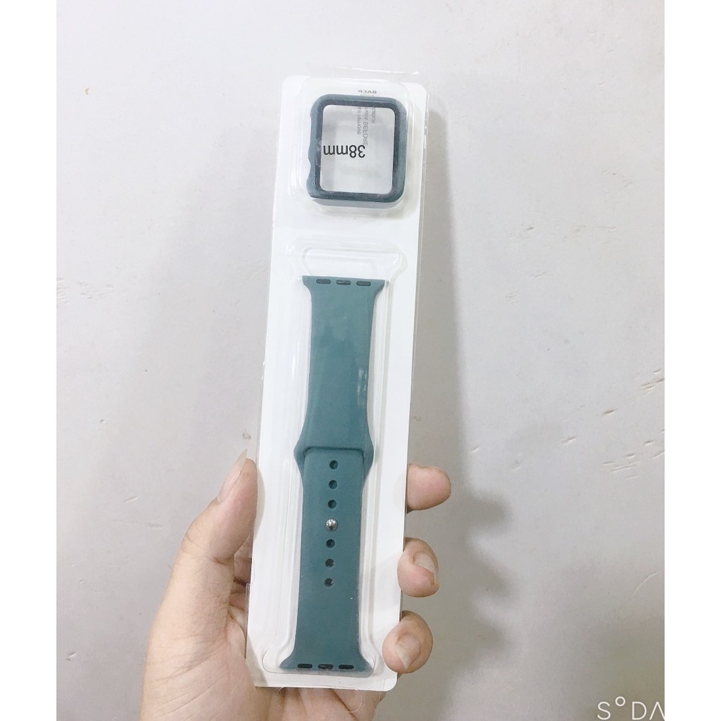 Combo dây cao su kèm ốp viền cùng màu dành cho Apple Watch