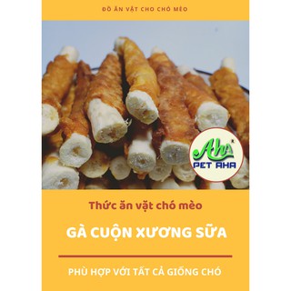Gà cuộn xương sữa PetAha (150gr) đồ ăn vặt cho chó mèo thức ăn làm sạch răng miệng bổ sung dinh dưỡng canxi cho thú cưng
