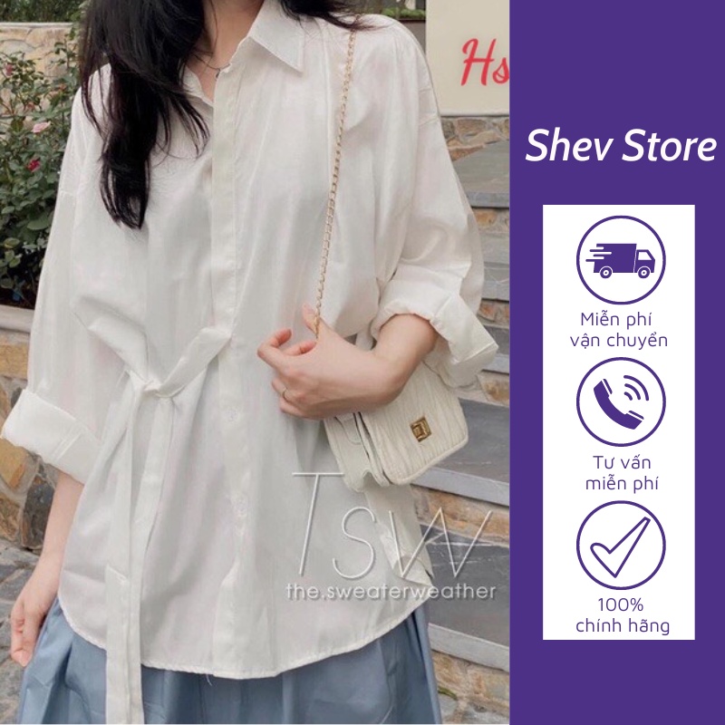 Áo sơ mi nữ form rộng kiểu tay dài đi học công sở SHEV STORE SM004