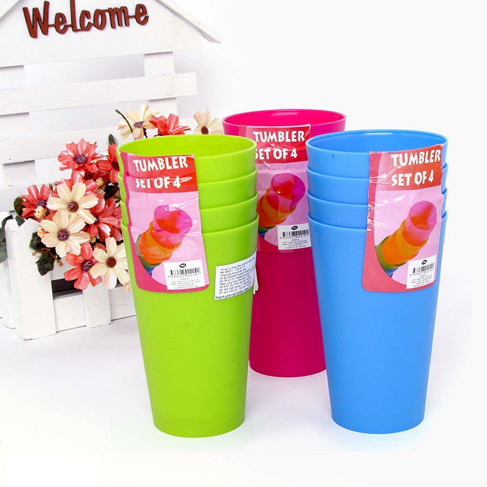 Ly Nhựa Uống Nước Bộ 4 Cái Màu Sáng Uncle Bills KD0012