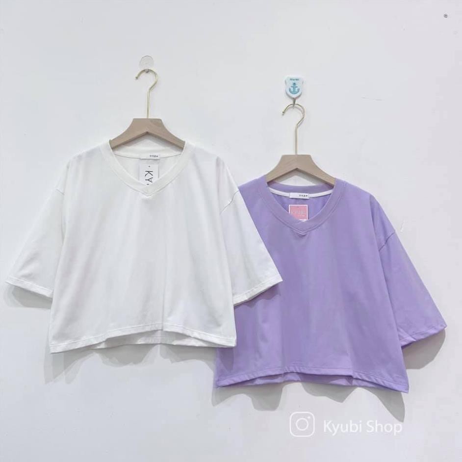 Áo Croptop Cổ Tim Cotton form Ullzzang rộng [Đủ Màu - Freesize]