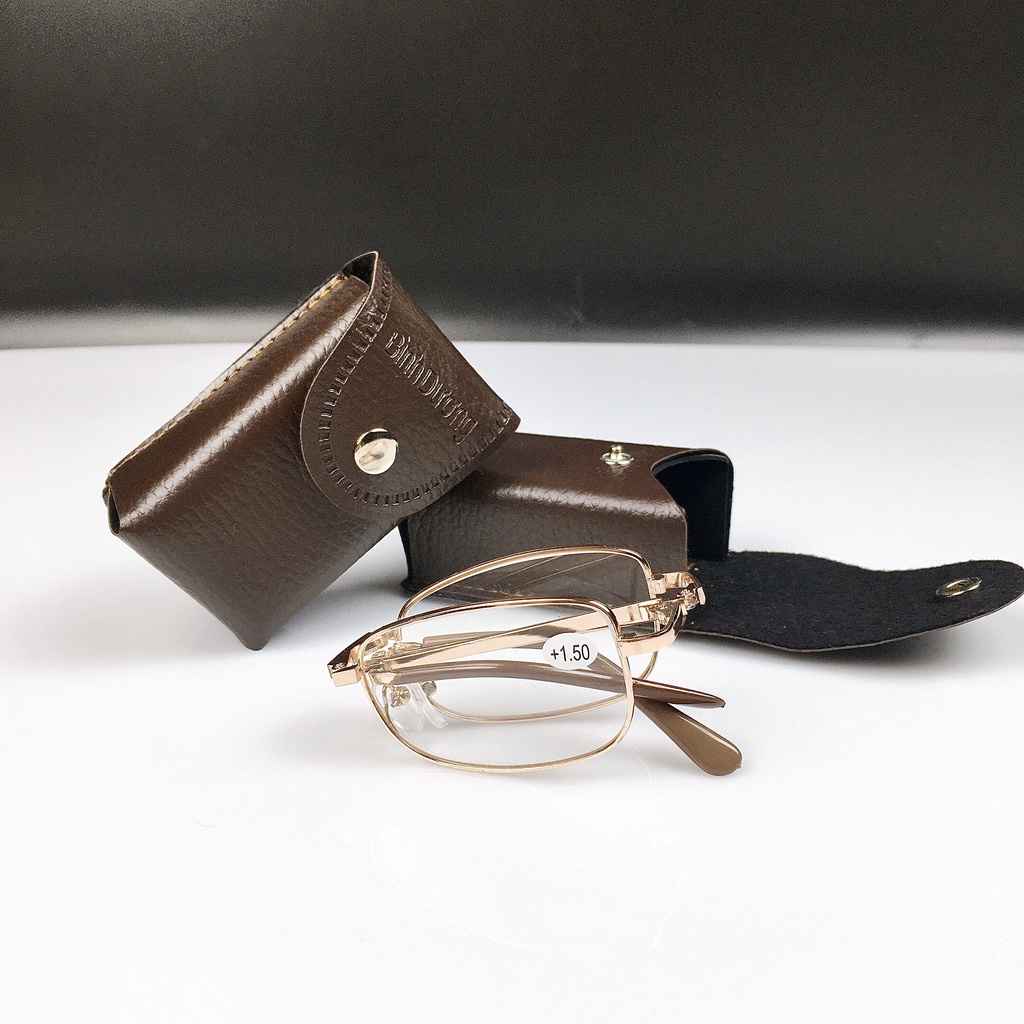 Kính Lão Đọc Sách Gọng Gập Cho Nam Nữ, Tặng Kèm Bao Da Và Khăn Lau Kính