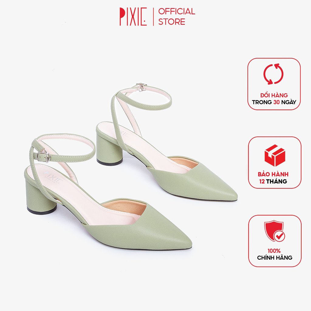 Giày Cao Gót 5cm Bít Mũi Quai Hậu Pixie X905