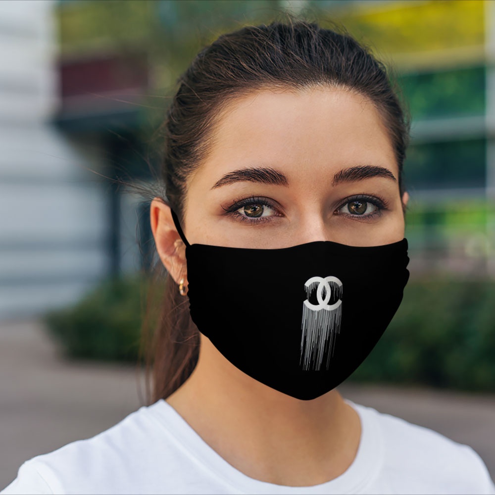 Khẩu trang in hình 3d đẹp C.h.a.n.e.l_615 CARTWELL chất liệu poly cotton 100% in họa tiết 3d unisex chống bụi bẩn