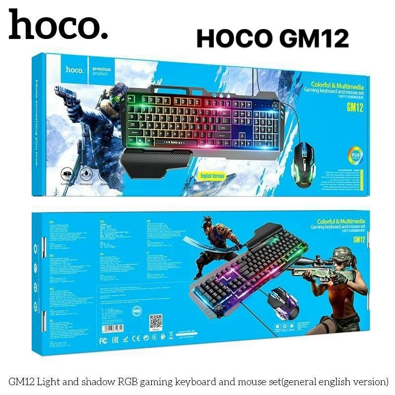 Bộ Bàn Phím Và Chuột Gaming Hoco GM12 Chơi Game Có Dây - Có Đèn Nền LED RGB Tùy Chỉnh
