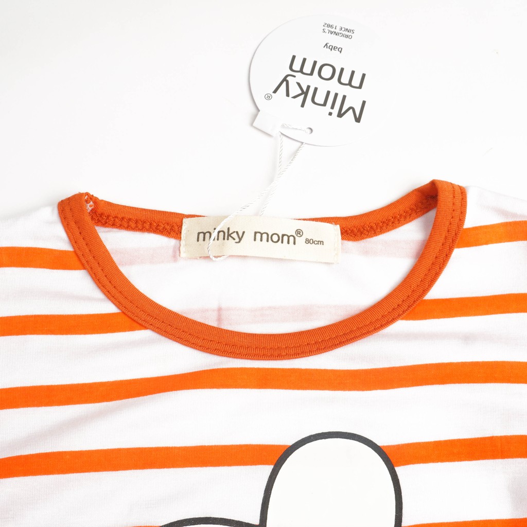 [SALE] Bộ Dài Tay Cho Bé Trai, Bé Gái Minky Mom Vải Thun Lạnh Kẻ Sọc Động Vật, Quần Áo Trẻ Em Thu Đông MKMTD2103