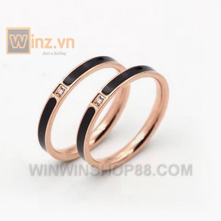 💍💍 Nhẫn cặp Titan đính đá N259 (màu đen, viền đồng) 💍💍- Winz.vn
