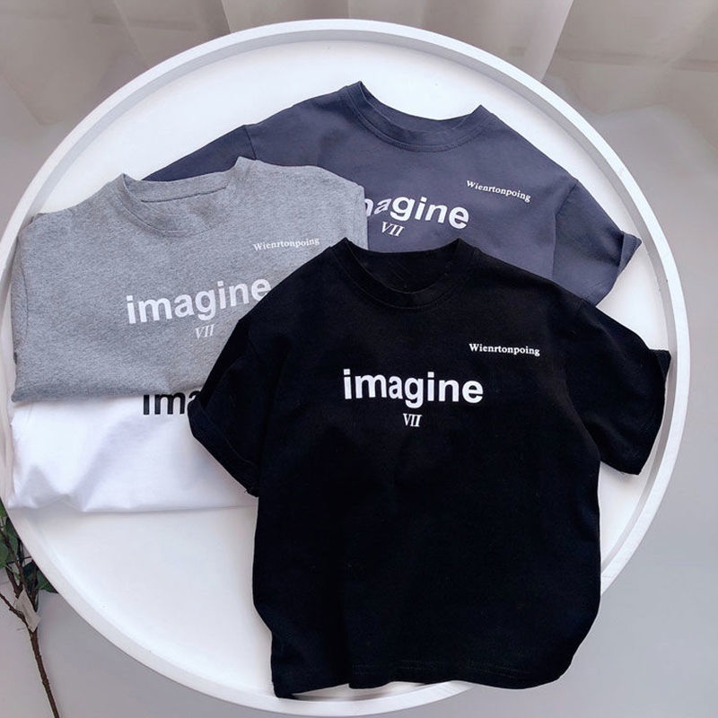 Áo thun ngắn tay bằng cotton thiết kế dáng rộng phong cách phương Tây thời trang mùa hè cho bé