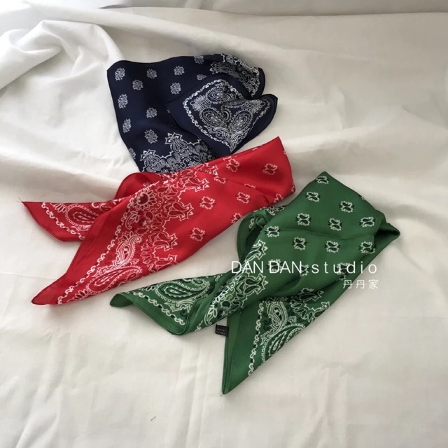 Khăn bandana choàng cổ lụa vuông size 53x53cm tủban nhỏ dễ thương