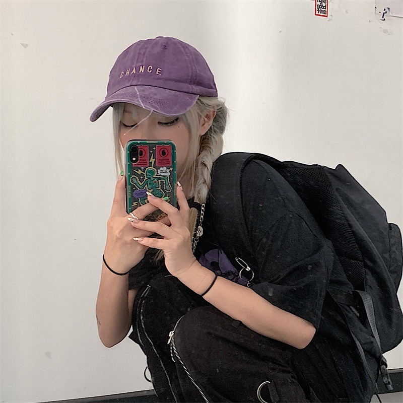 Mũ Lưỡi Trai Màu Trơn Thêu Chữ Phong Cách Hip Hop