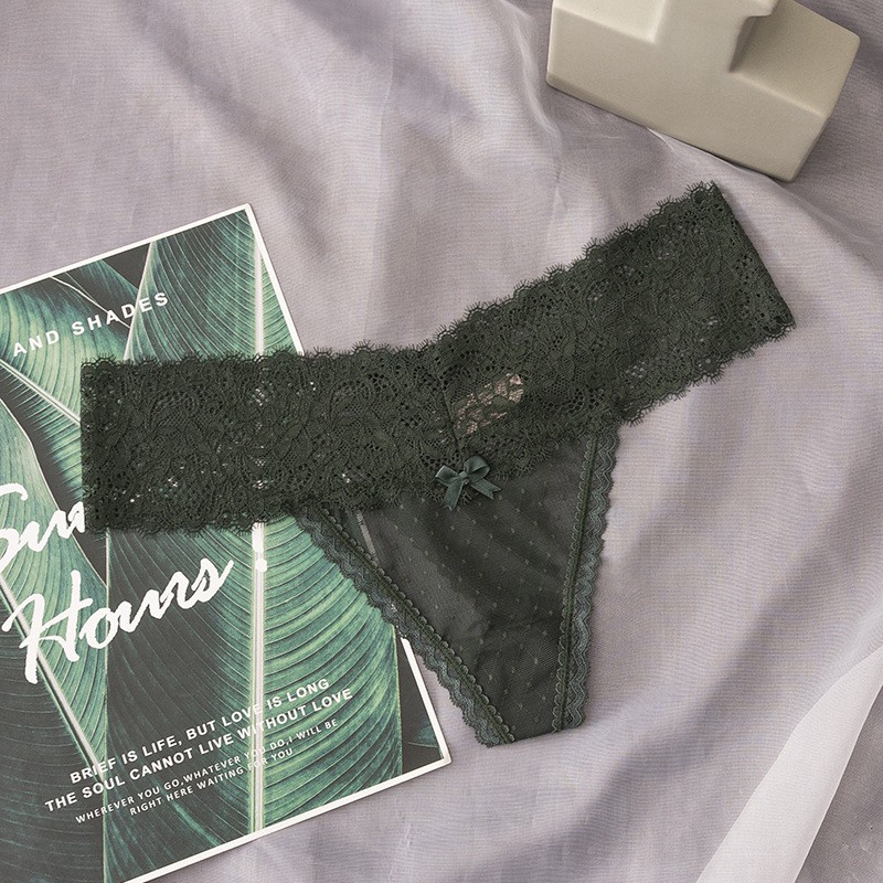 Quần Lót Nữ Lọt Khe Ren Nơ Bèo Sexy Quyến Rũ Mềm Mịn Min Underwear 102177