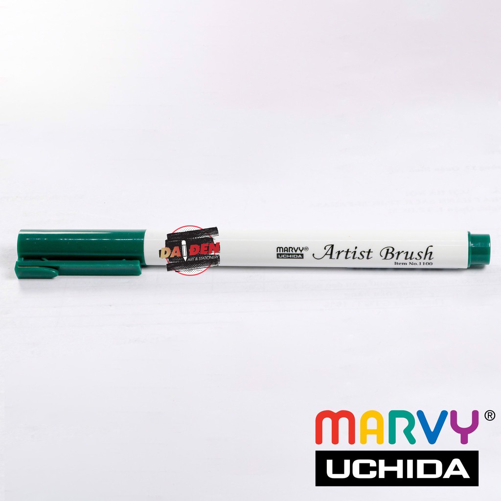 [DA ĐEN] Bút Marvy Artist Brush 1100 Bảng Xanh Lá