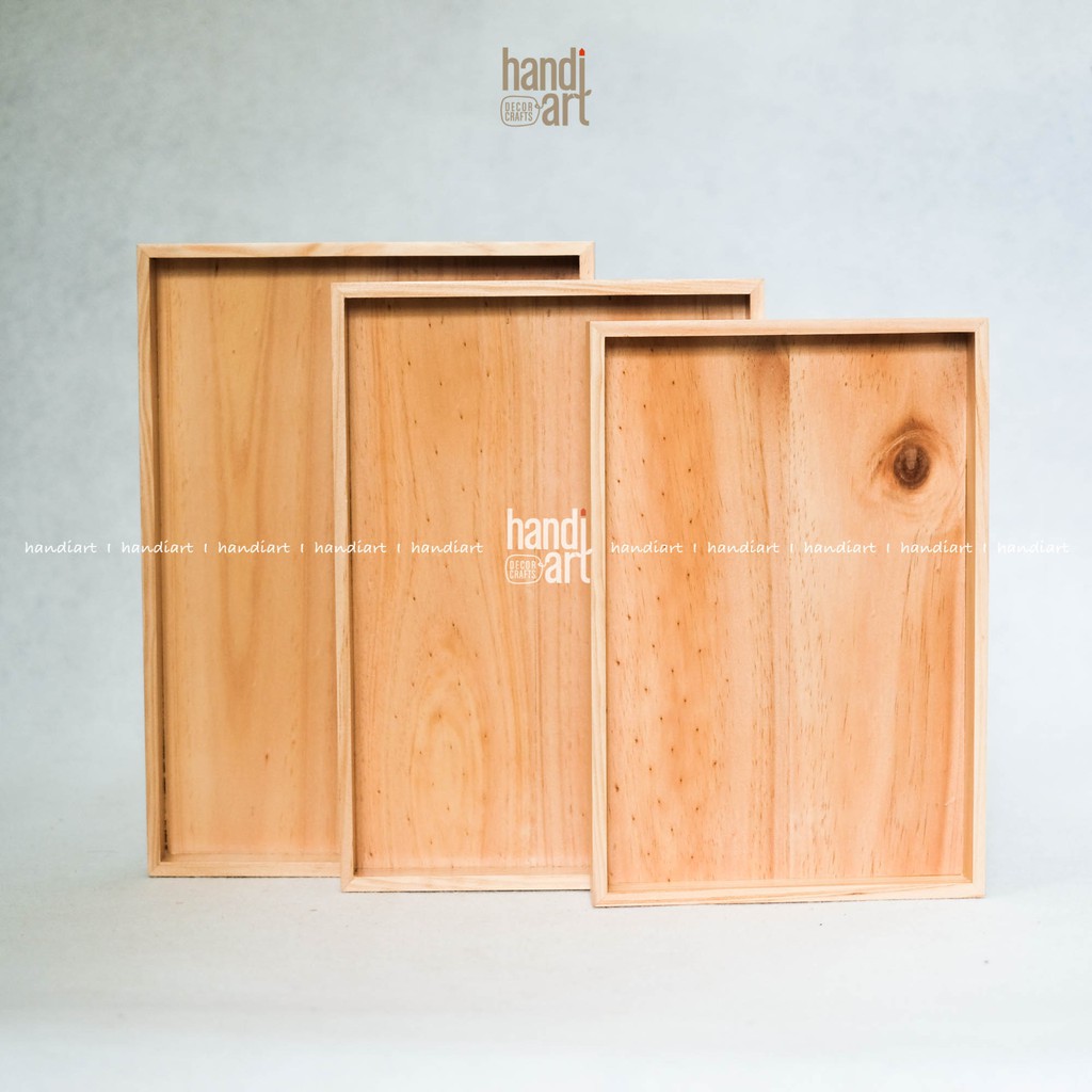 Bộ 3 khay gỗ chữ nhật đựng đồ đa năng