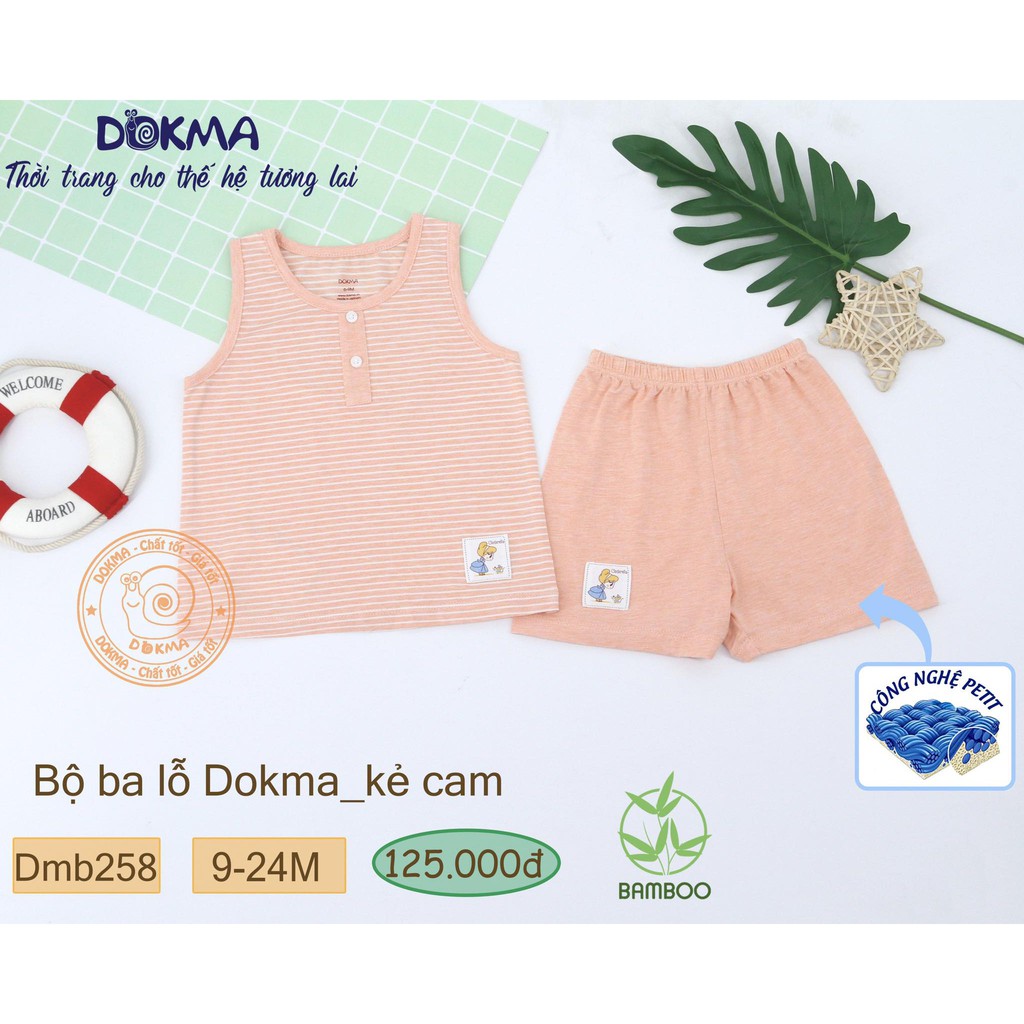 (6-24m) Bộ ba lỗ / bộ sát nách vải bamboo sợi tre kiểu dáng năng động cho bé - DOKMA