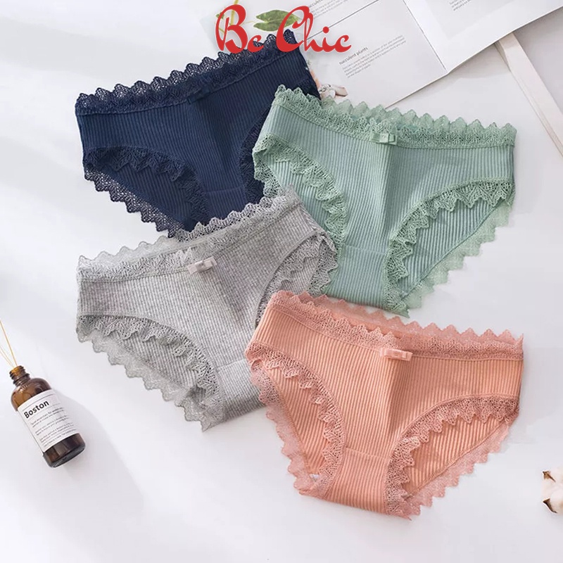 Quần Lót Nữ Cotton viền ren gân tăm kháng khuẩn hoạ tiết viền ren sexy điệu đà Q115 BC_CHIC LINGERI