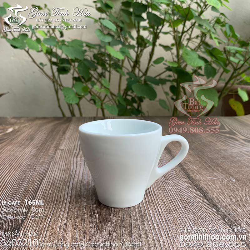 Ly tách cafe capuchino 165ml men trắng gốm sứ Bát Tràng