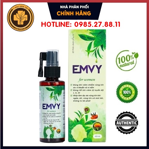 phụ khoa emvy thuốc xịt 65ml ⚜️FREESHIP⚜️ hỗ trợ và điều trị viêm lộ tuyến I II III, nấm ngứa âm đạo