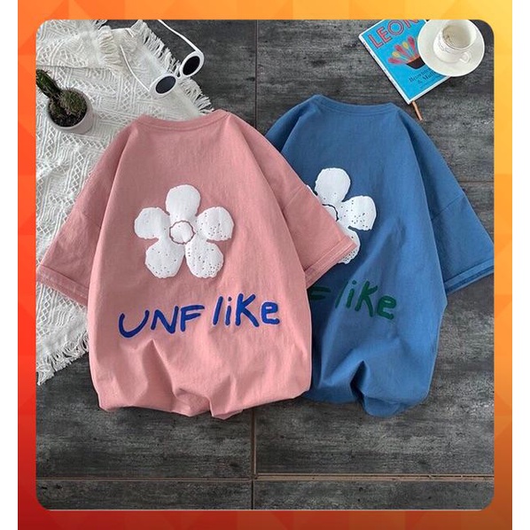 Áo thun tay lỡ form rộng hoa UNF Like - Unisex nam nữ đều mặc được